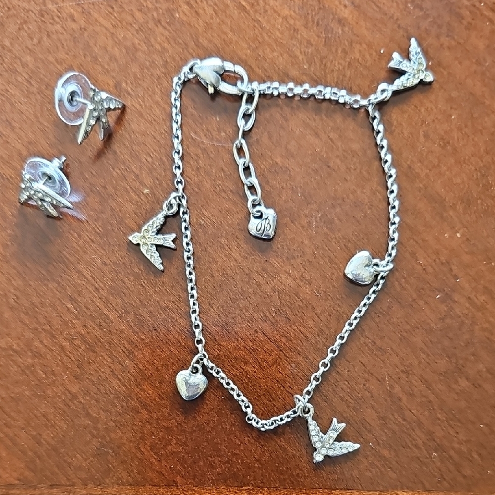 Brighton Silver Charm Bracelet and Earrings Set